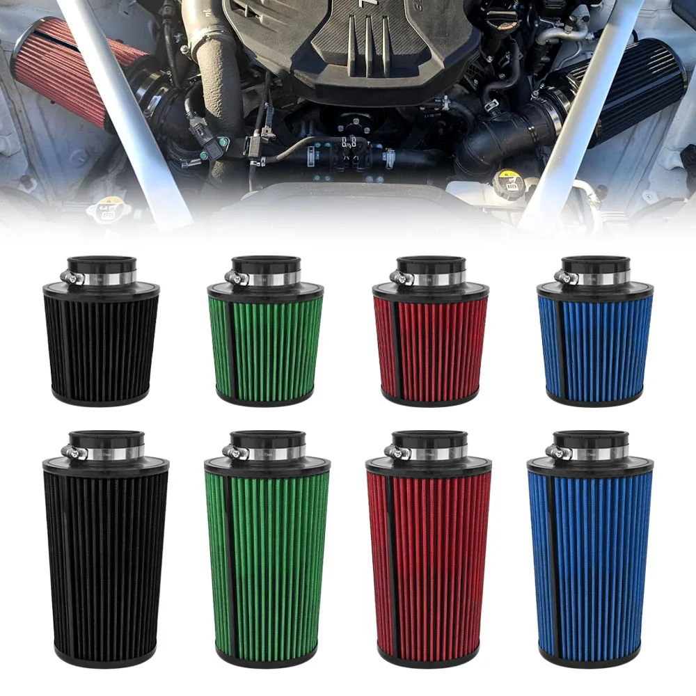 76mm 3inch Car High Flow Air Filter Cold Air Intake Universal Filters for Sport Racing Car Engine Air Inlet Washable