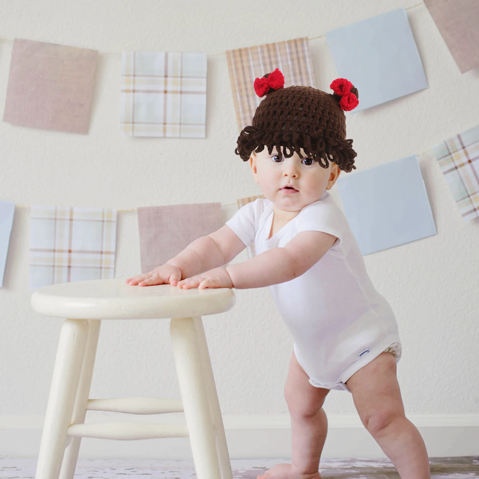 

Warm Knitted Hat for Baby Girls Soft Comfortable Newborn Winter Hat with Fun Cuteness Design Elasticated Fit