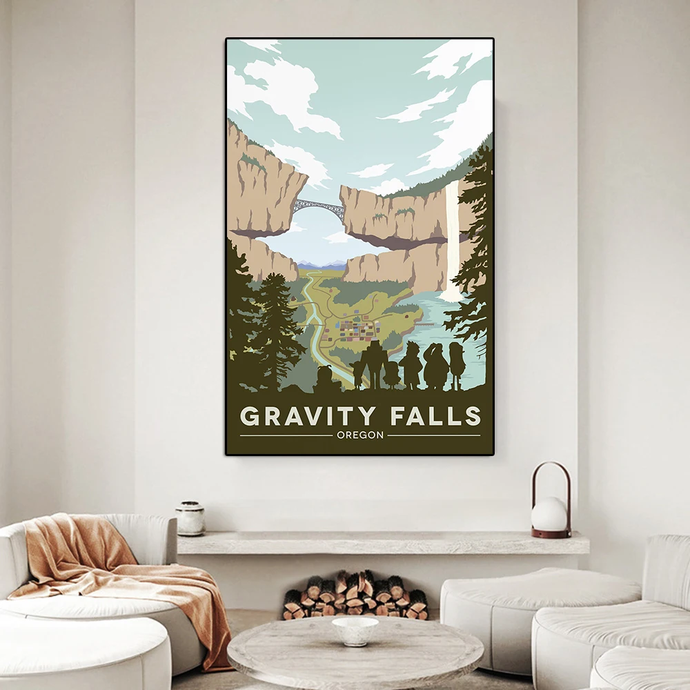 Disney Gravity Falls National Park Animated Flm Poster Cartoon Anime Landscape Canvas Painting Wall Art Living Room Home Decor