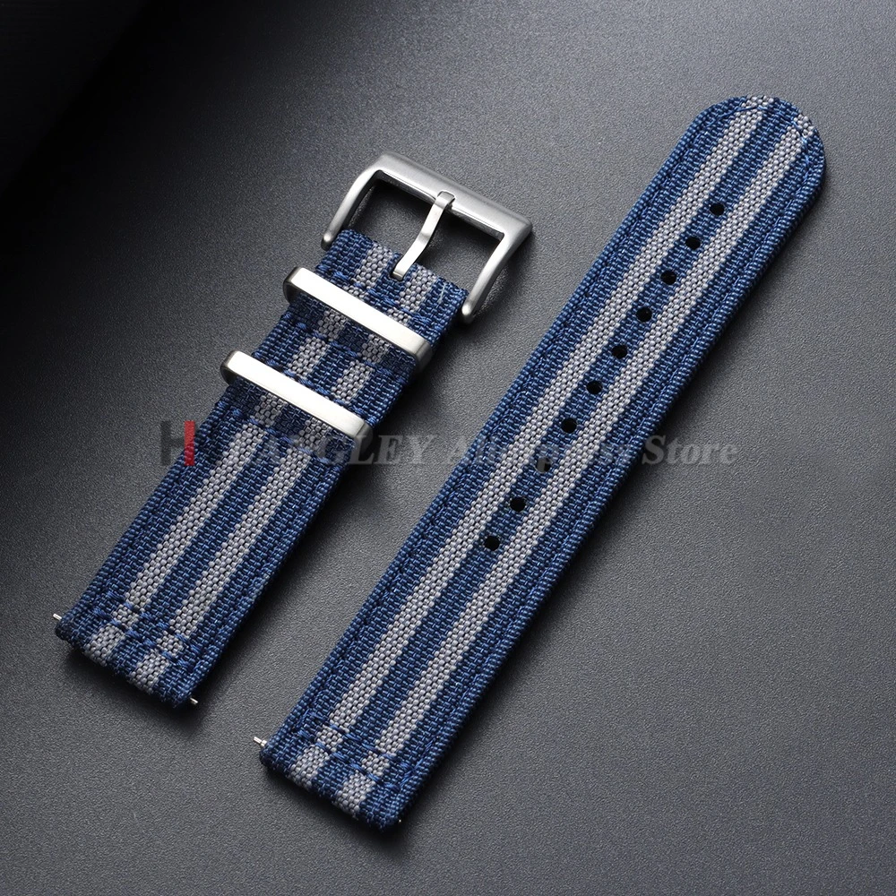 20mm 22mm Geripptes Nylonarmband für Omega für Seiko für Tudor Gewebtes Canvas-Stoff-Uhrenarmband Militär Sport Schnellverschluss-Armbänder