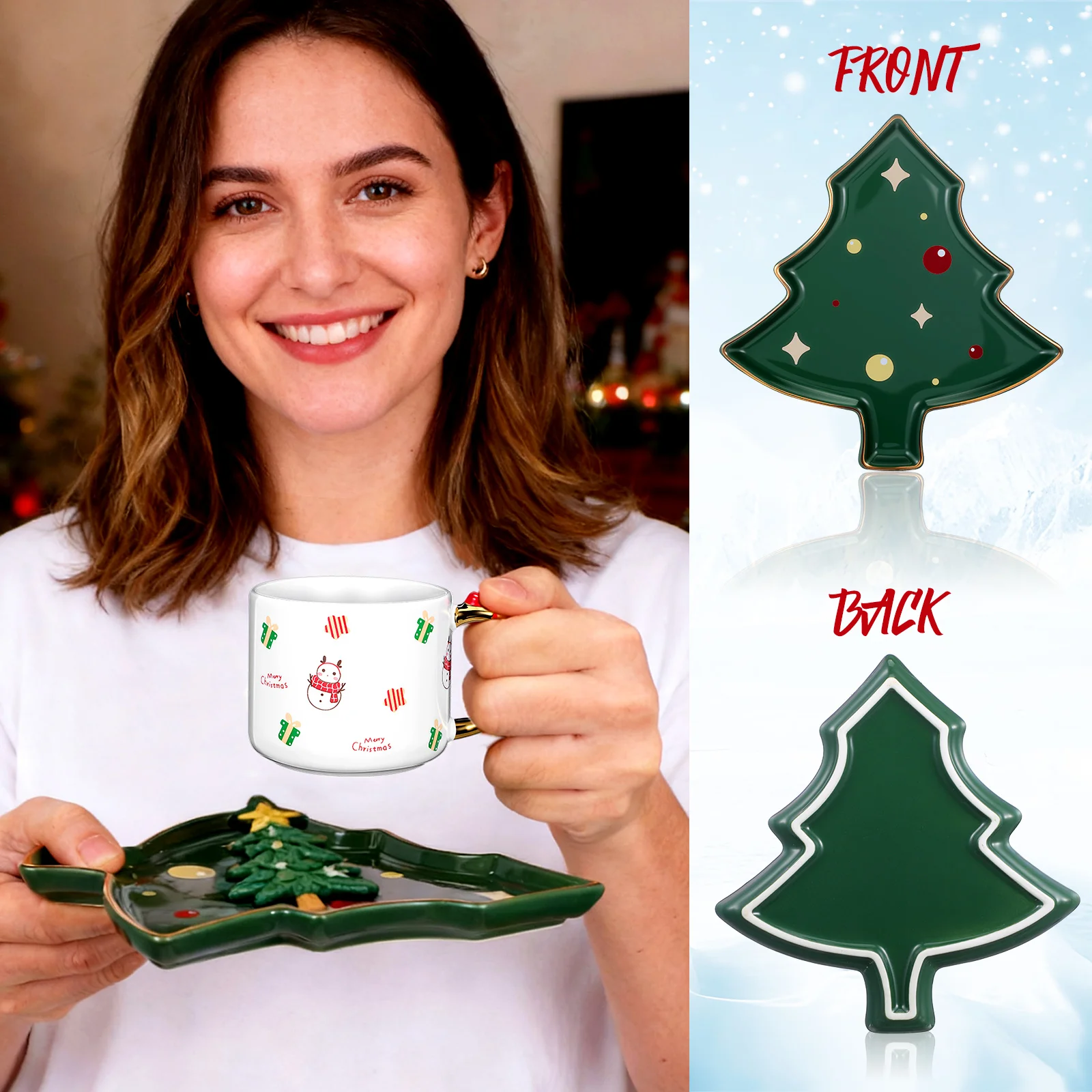 

Christmas Tree Ceramic Coffee Cup Elegant Christmas Elements Design Versatile Use Home Office Cafe Material