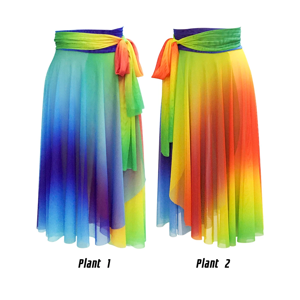 Rainbow Long Mesh Dress Lace Up Girl Women Modern Lyrical Dance Wear Contemporary Ballet Colorful Performance Stage Outfit