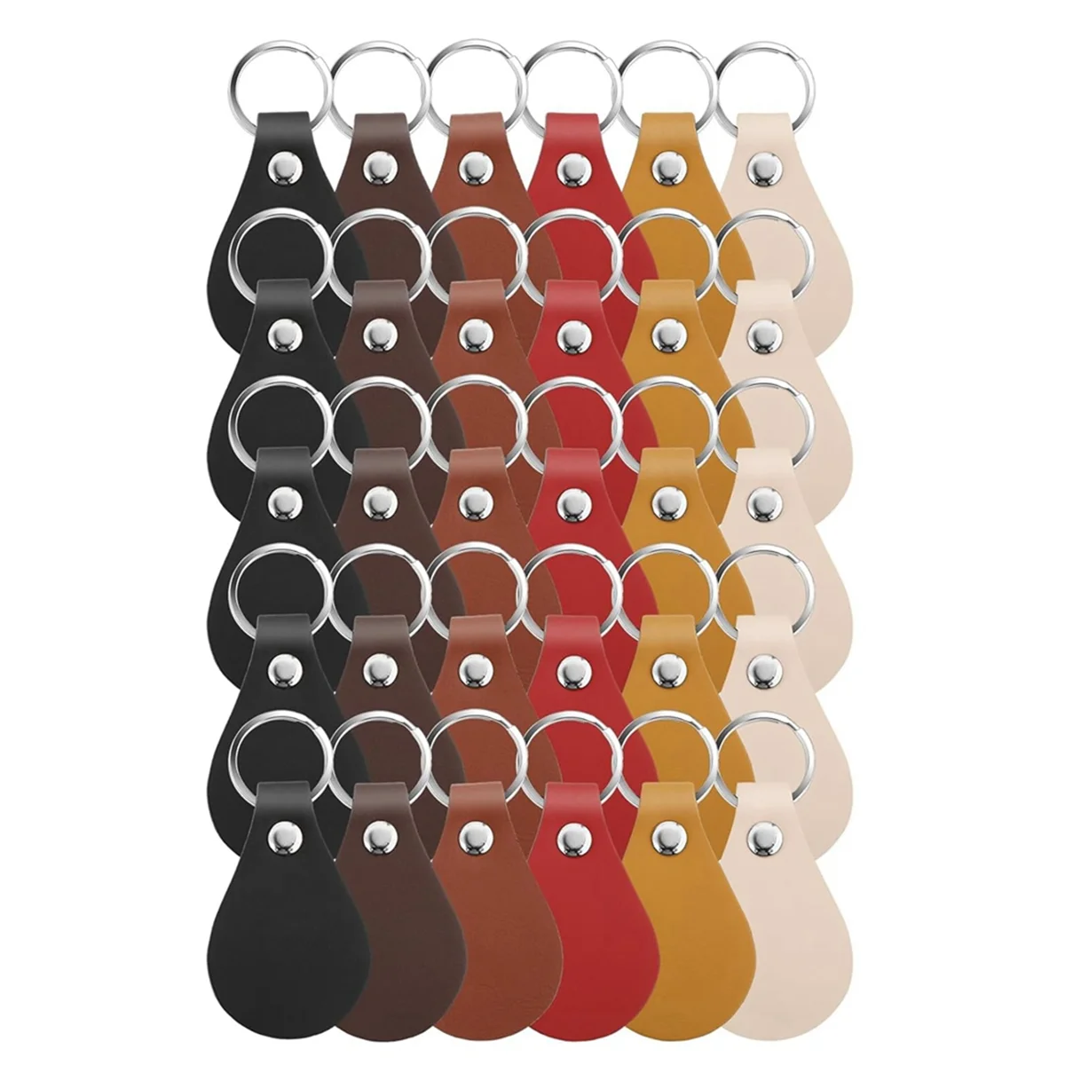 Sales 30Pcs Leather Keychain PU Leather Key Fobs with Rivets and Keychain Ring Sublimation Keychain Blanks