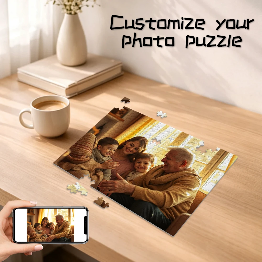 Custom Photo Puzzle,with Frame or Only puzzles,Personalized Picture Jigsaw for Family,DIY Gift Idea,Custom Memorial Puzzle