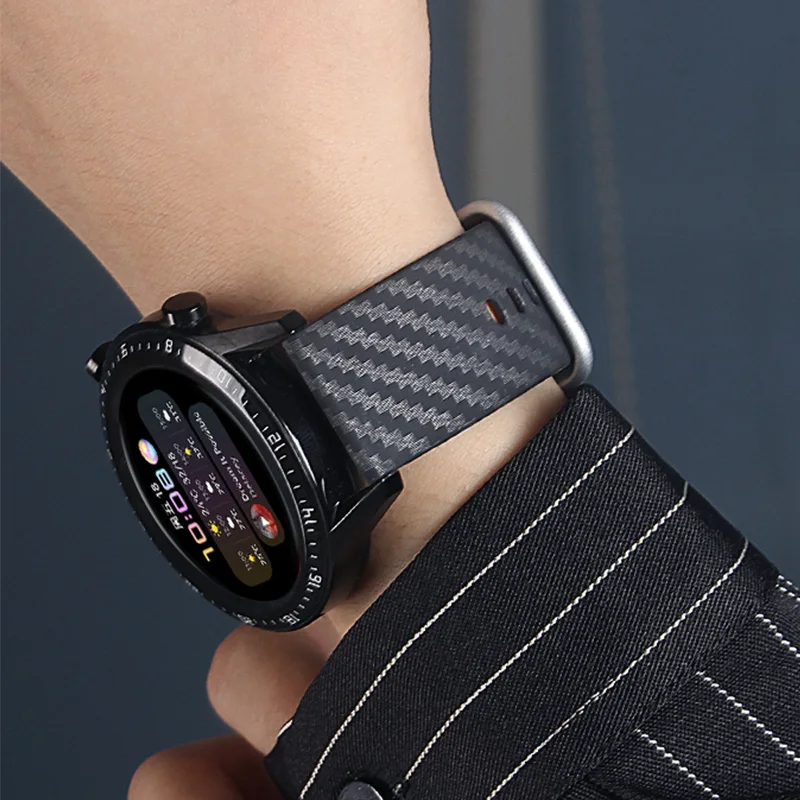 Carbon Fiber Pattern Strap para Samsung Galaxy Watch 3, Active 2 Bracelet, 4, 5, 6, 40mm, 44mm, 46mm, clássico 42mm, 46mm