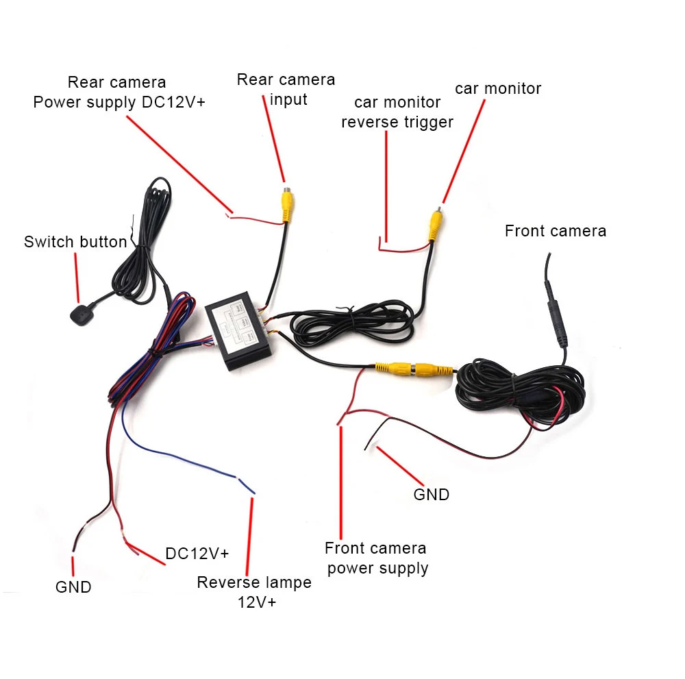 Dual-Channel Car Camera Switch Box Manual Front/Rear View Toggle for Backup&Parking Front/Rear View Video Converter Quick Switch