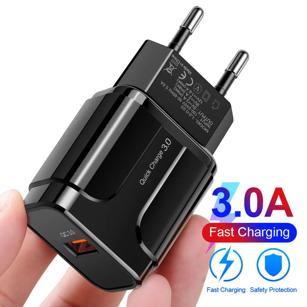 New 18W3A Fast Charger QC 3.0 USB Charger Quick Charge 3.0 Phone Charger for iPhone for Huawei for Samsung for Xiaomi EU US Plug