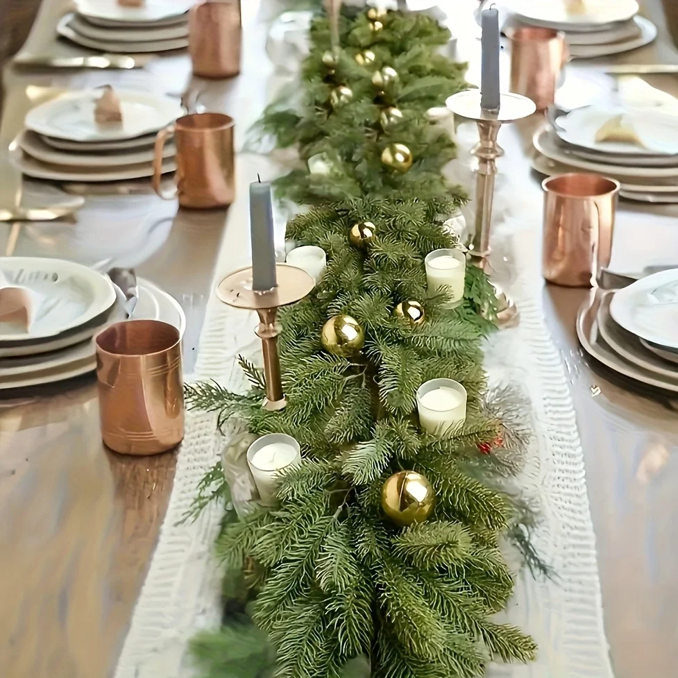 1 Stück künstliche Weihnachtskiefern-Girlande, ideal für Feiertage, Weihnachtssims, Veranda, Zäune