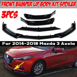 3X Car Front Bumper Splitter Lip Body Kit Spoiler Bumper Diffuser Guard For Mazda 3 Axela 2014 2015 2016 2017 2018 Car Accessory