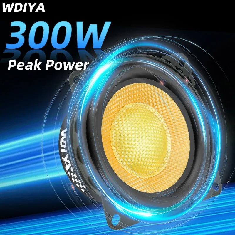 2 Pcs 4 Inch Midrange Woofer Speaker Peak 300W Midrange Bass Speaker 4 Ohm Hifi Car Speakers Enhanced Car Stereo Sound Subwoofer