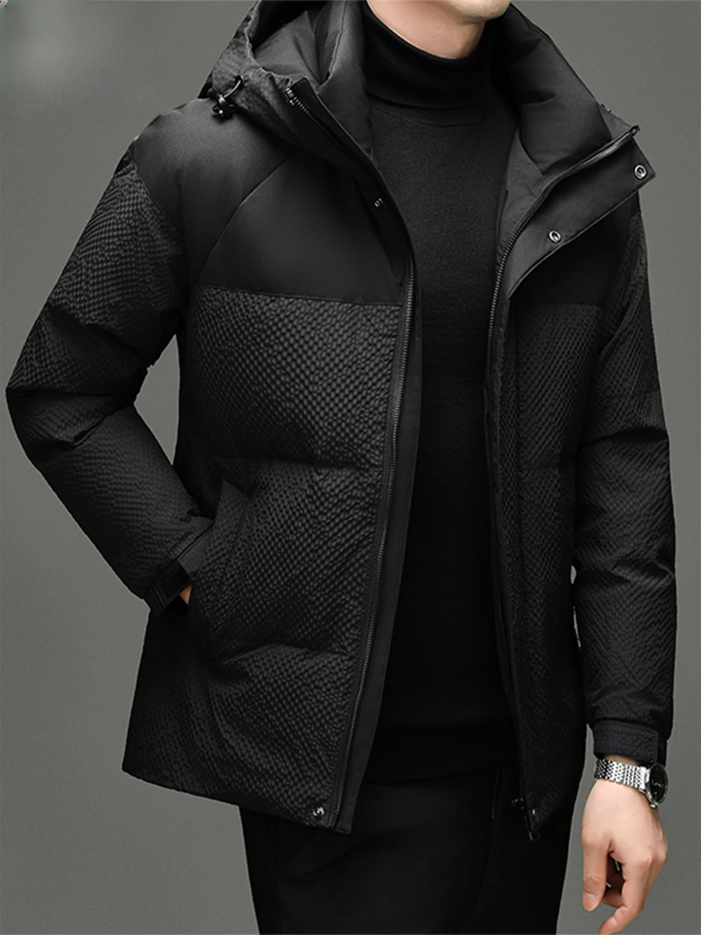 

Men's down Jaet Thiened Warm Hooded Du down Winter New Faion Casual Sle Outdoor Ci Commuting Polyester Fiber