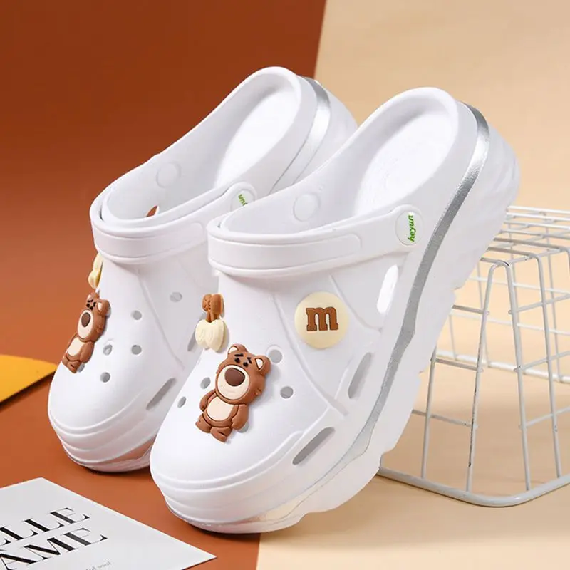 Women Garden Shoes Mesh Slippers Lightweight Slip On Charms DIY Clogs Outdoor Walking Slippers For Women Summer Beach Shoes