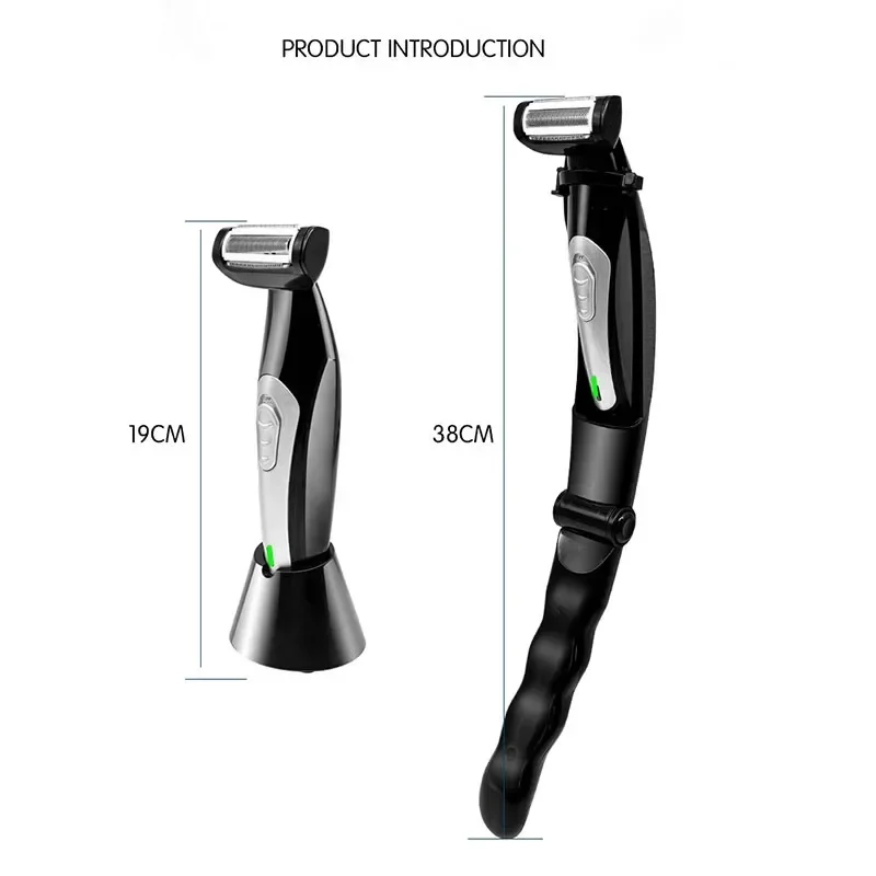 New Electric Back Shaver USB Charging Back Hair Removal Device with Handle All Machine Body Waterproof Back Hair Trimmer Men