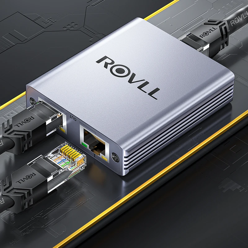 ROVLL Gigabit 1000Mbps RJ45 Ethernet Netwerksplitter 1 naar 4 LAN Adapter Connector voor PC Laptop TV Router Netwerkkabel