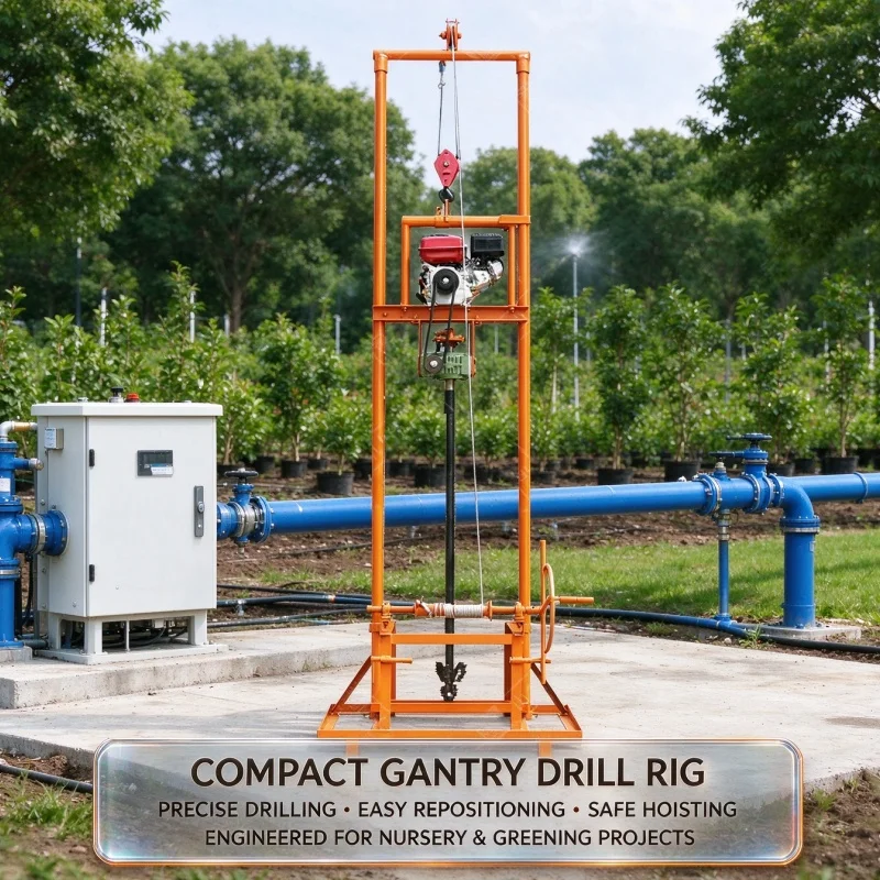 Customized Small Detachable Gantry Water Well Drilling Rig, Irrigation Drilling Machine for Rural Mountain Field & Courtyard
