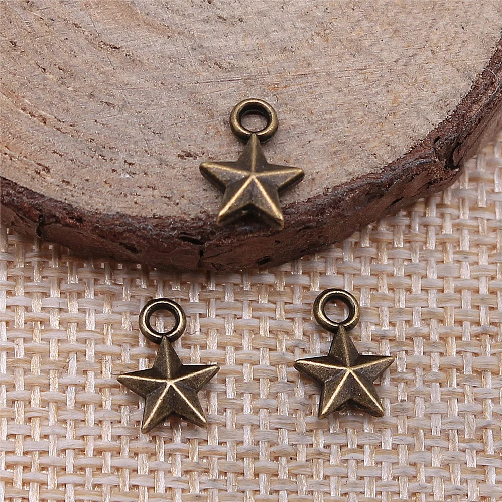 40pcs Pentagram Star Charm For Jewelry Making 10x7mm 3 Colors Jewelry Accessories