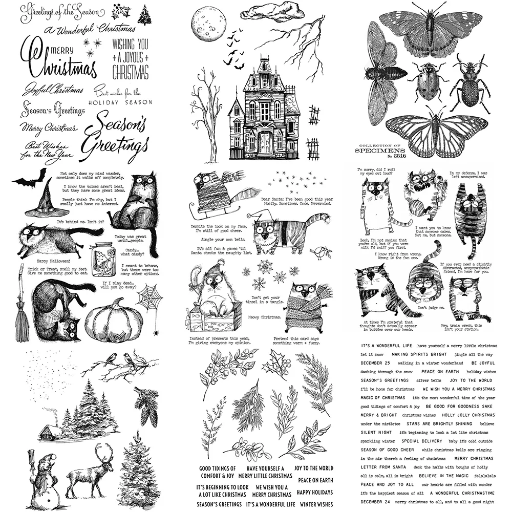 Transparente Stempel mit Weihnachts- und Halloween-Motiven für die Herstellung von DIY-Karten, Fotoalben, Scrapbooking, Dekoration, transparente Stempel