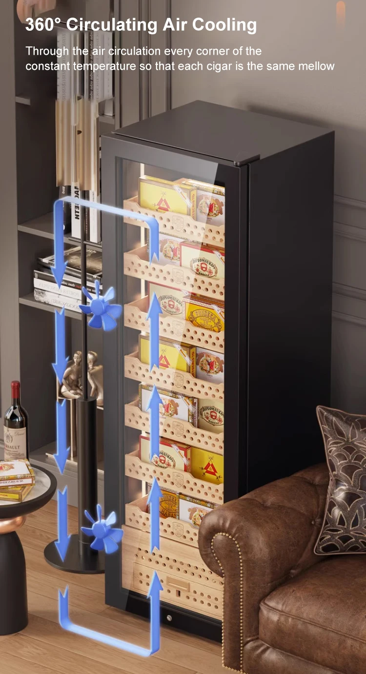 Electric Cigar Humidor Humidity Control Beech Wood Shelves Cigar Refrigerator Humidor