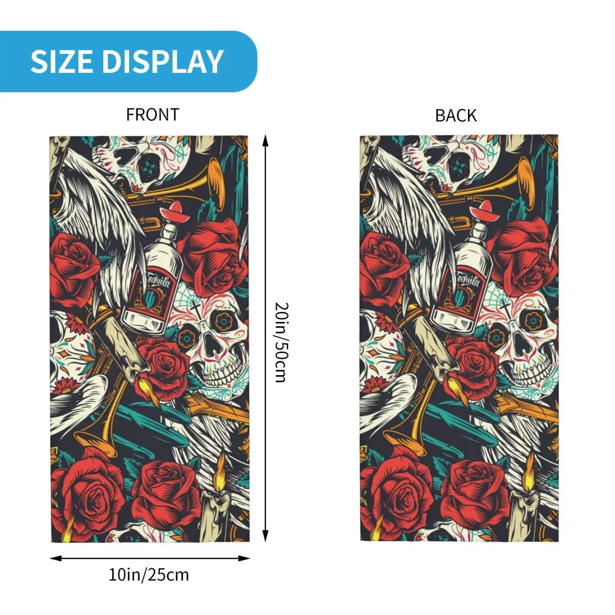 Sugar Skull Halloween Bandana Neck Cover Flowers Balaclavas Face sciarpa multiuso ciclismo pesca per uomo donna adulto lavabile