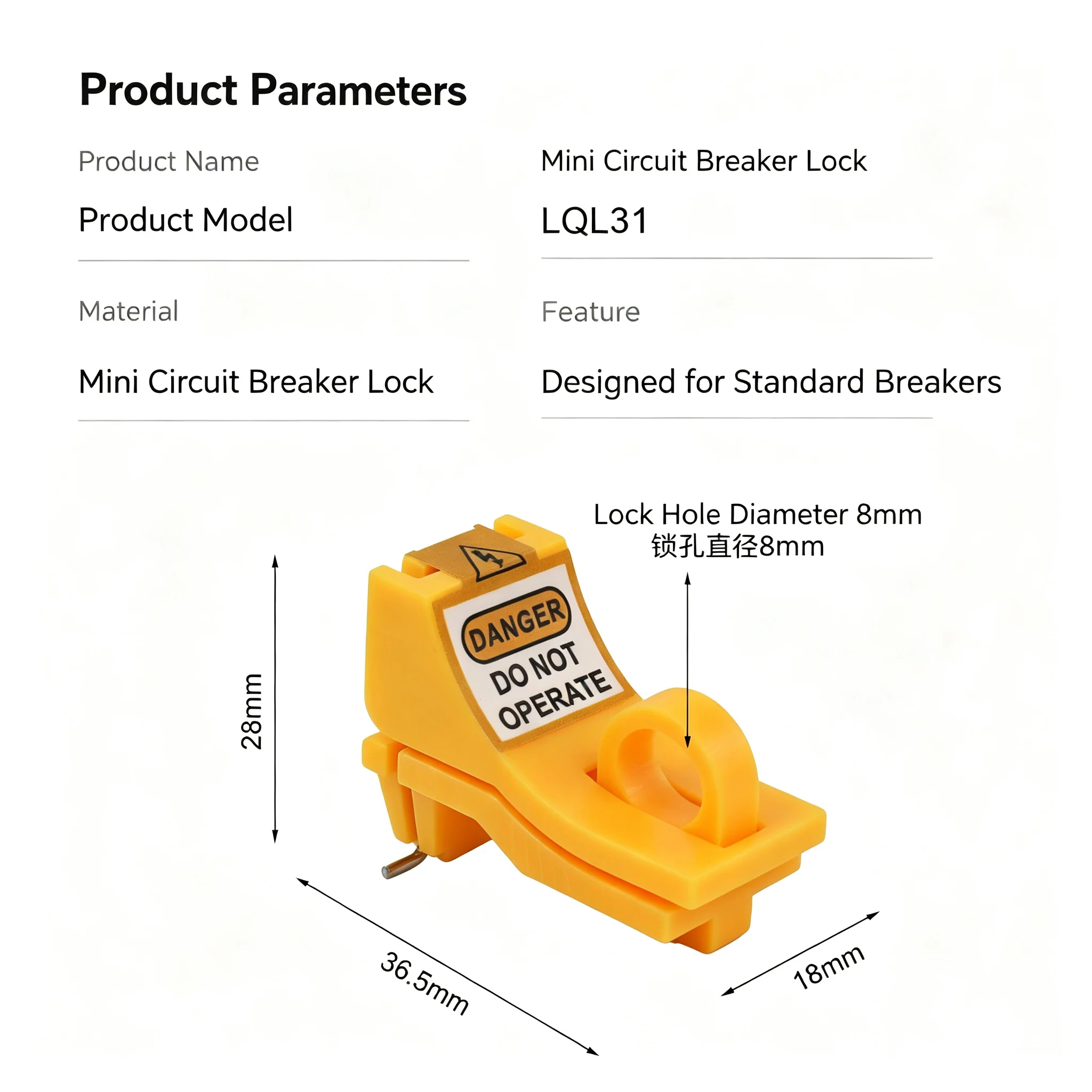 Mini Circuit Breaker Lockout Device, Industrial Abs Safety Lock for C65N Circuit Breaker, Electrical Safety Loto Lockout Tagout