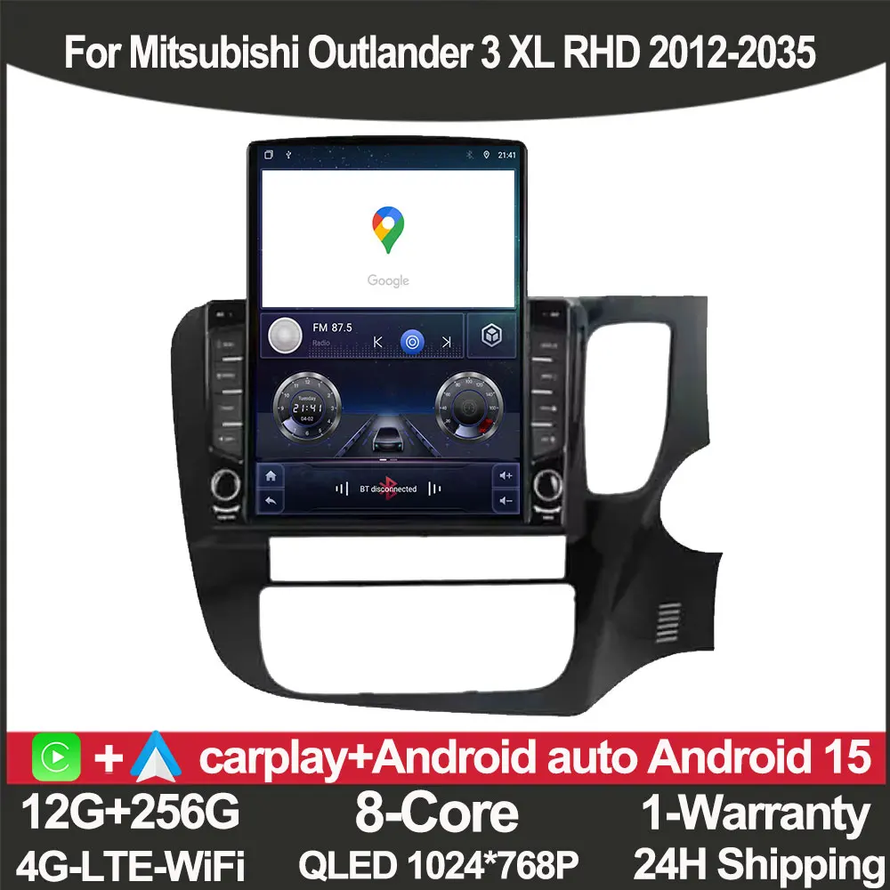 راديو سيارة أندرويد 15 لميتسوبيشي أوتلاندر 3 XL RHD 2012-2035 نظام تحديد المواقع والملاحة مشغل وسائط متعددة Carplay 9 بوصة 5G بلوتوث