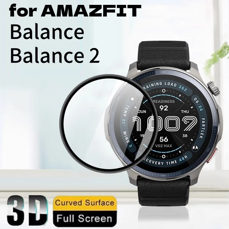 Protetor de Tela 3D Soft Edge para Smartwatch Amazfit Balance 2, Cobertura Total, Filme Protetor Anti-risco em PMMA