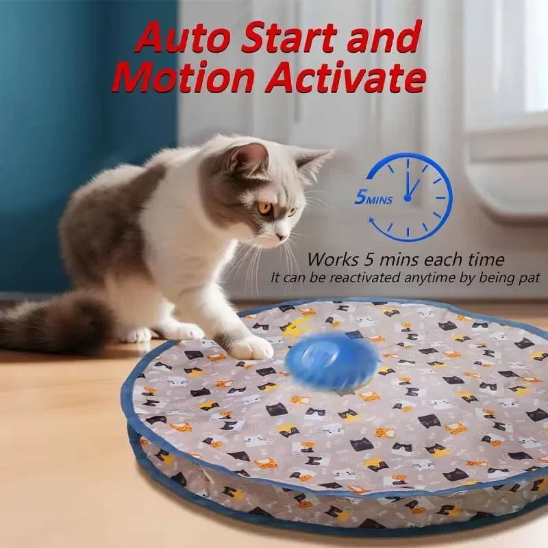 Interactive Cat Toys Ball Fast Rolling in Pouch Hide and Seek Kitten Toy Motion Activated Interactive Cat Toy for Indoor New