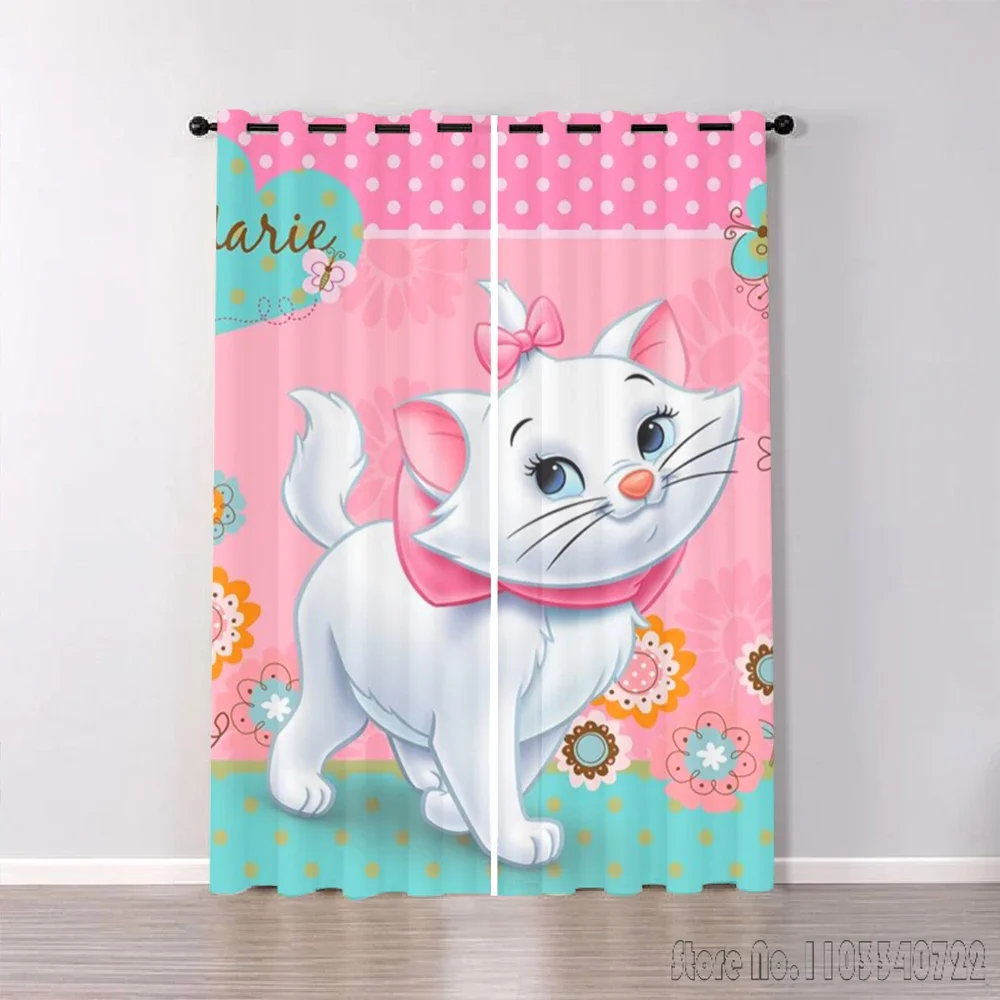 Disney-Rideau de fenêtre princesse Marie Cat pour filles, impression 3D, rideaux occultants, salon, décor de chambre à coucher, cadeau personnalisé pour enfants