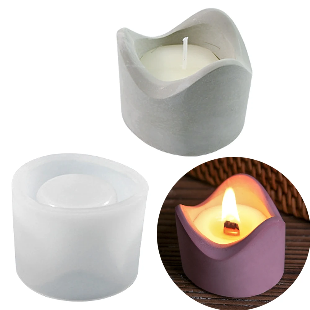 Scented Candle Jar Cement Silicone Mold Wave Cylinder Storage Box Epoxy Resin Mould DIY Mini Flowerpot Plaster Molds Home Decor