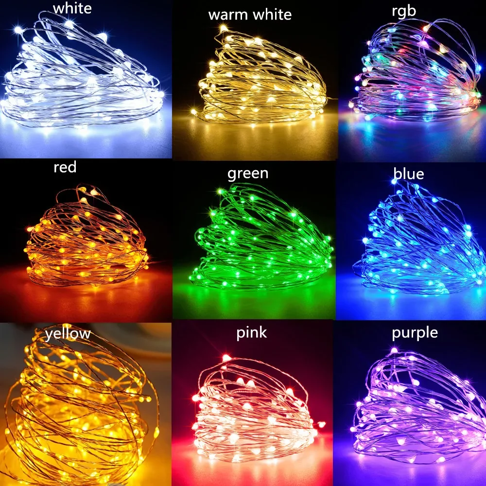 5/10/20m usb led luzes da corda de cobre fio de cobre guirlanda luz à prova dwaterproof água luzes de fadas para a festa de casamento de natal decoração