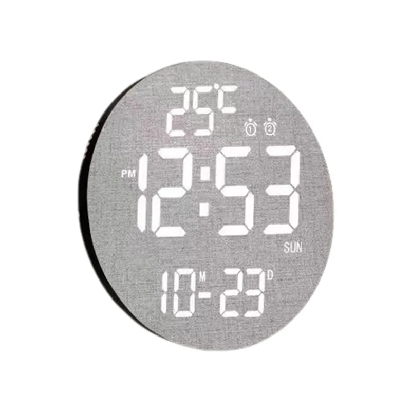 

ABVT-Calendar Wall Clock Wall Hanging Intelligent Clocks Living Room Decoration Wall Clock Gray Cloth
