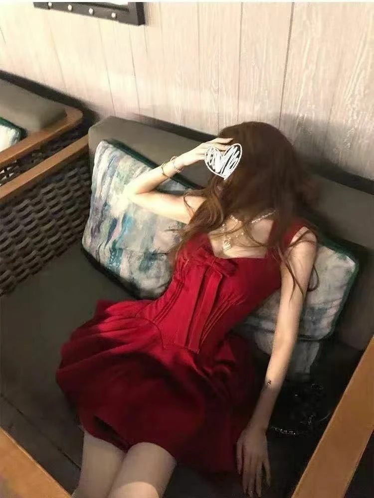 Vestidos sem mangas feminino diário primavera cetim decote quadrado bordado plissado em camadas estilo francês piquenique suave único flowy