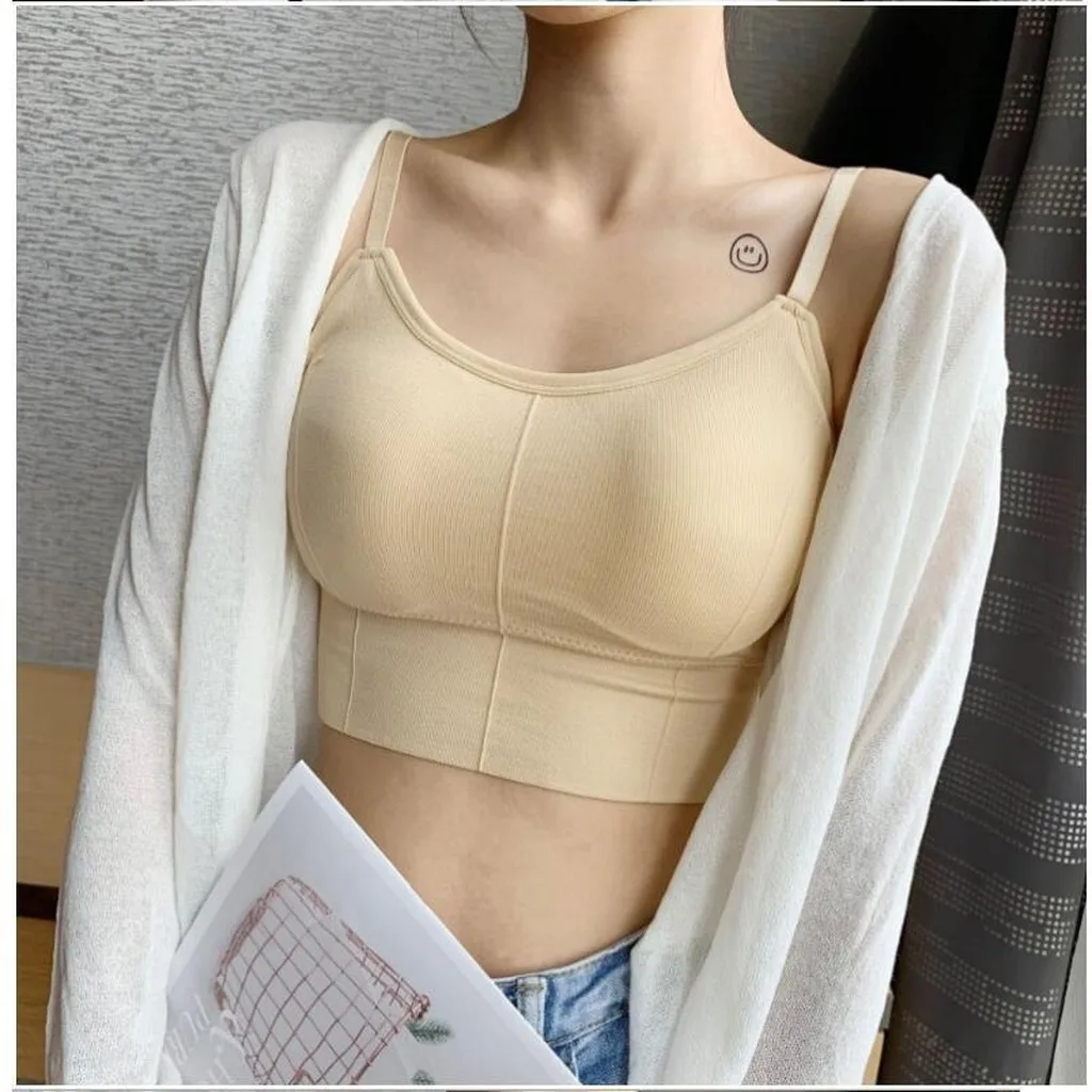 Seamless Wireless Bralette Wireless Anti-Exposure Bra Tank Top Bralette Seamless U-Back Camisole Bra For Daily Home Wear Light