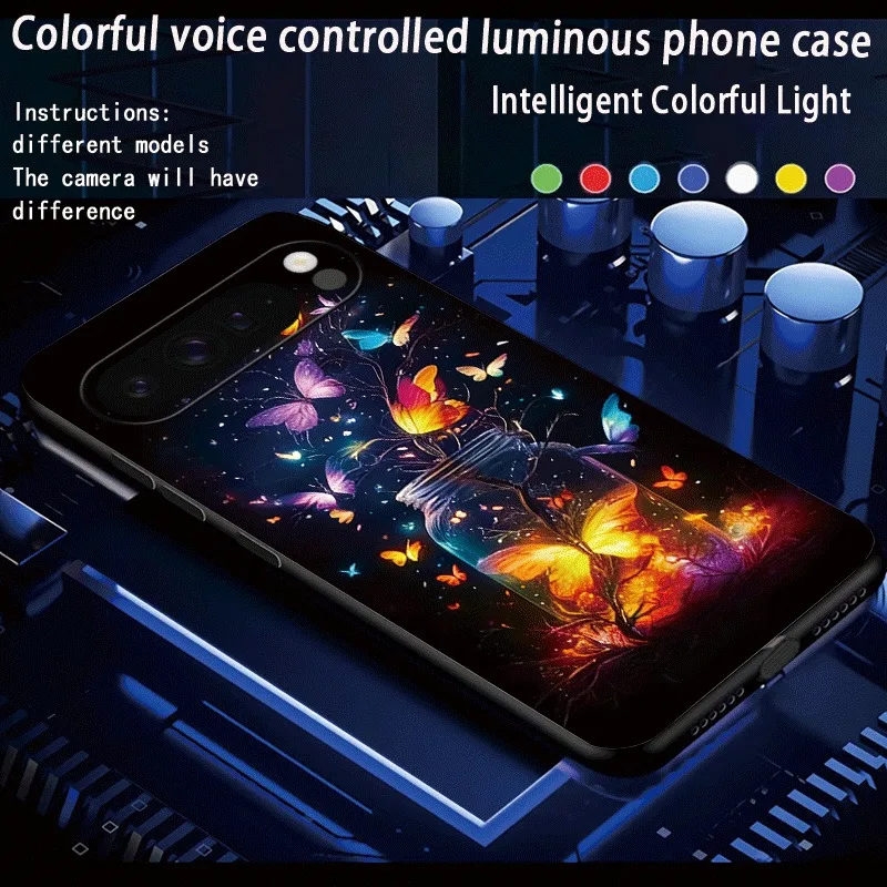 

Retro Butterfly Illuminated Phone Case LED For Google Pixel 7 8 9 10 Pro XL 9A 8A 7A Fold Shockproof Protective Cover Glowing