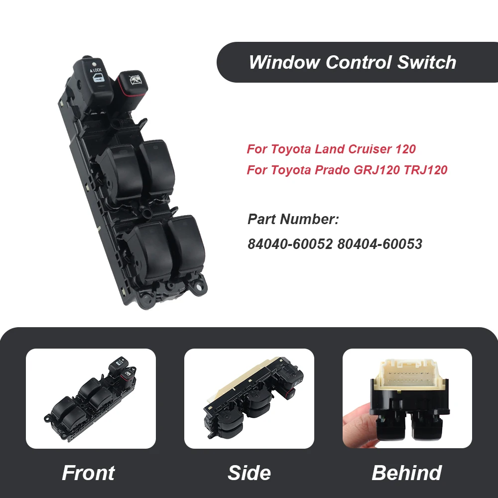 84040-60052 84040-60053 Window Master Switch For Toyota Land Cruiser 120 Prado GRJ120 TRJ120 8404060052 8404060053