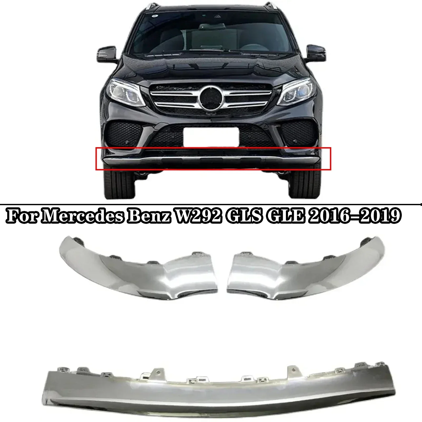 

For Mercedes Benz W292 GLS GLE 2016 2017-2019 Chrome Front Bumper Trim Cover Moulding A2928850300 A2928850400 Car Accessories