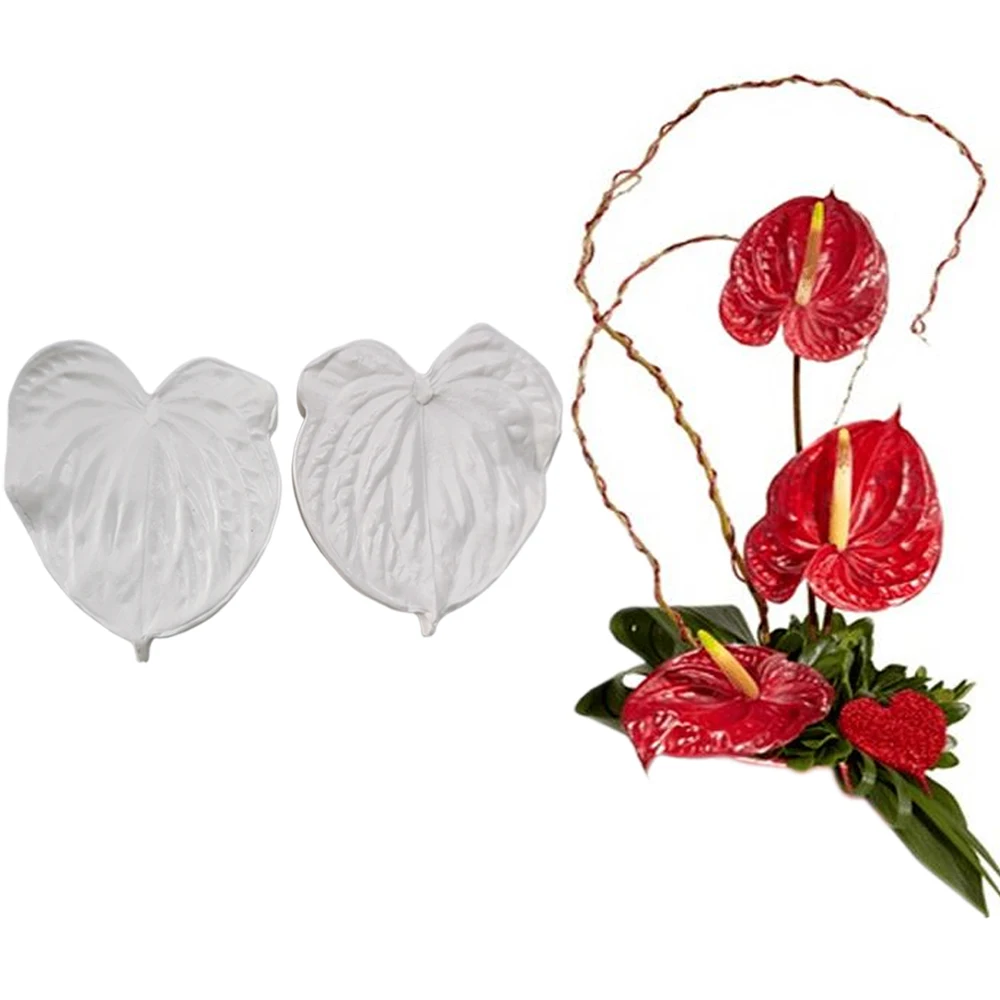6PCS Large Gumpaste Sugar Petal Veiner&Cutter Silicone Mould Anthurium Flower Clay Resin Baking Accessories and Tools силиконов