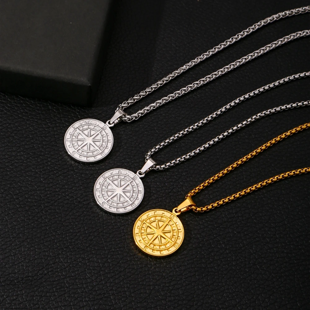 SGMAN 2024 Trendy DIY Custom Stainless Steel Compass Pendant Charms for Men Jewelry Making Chain Gift Gold Color Free Shipping view 6