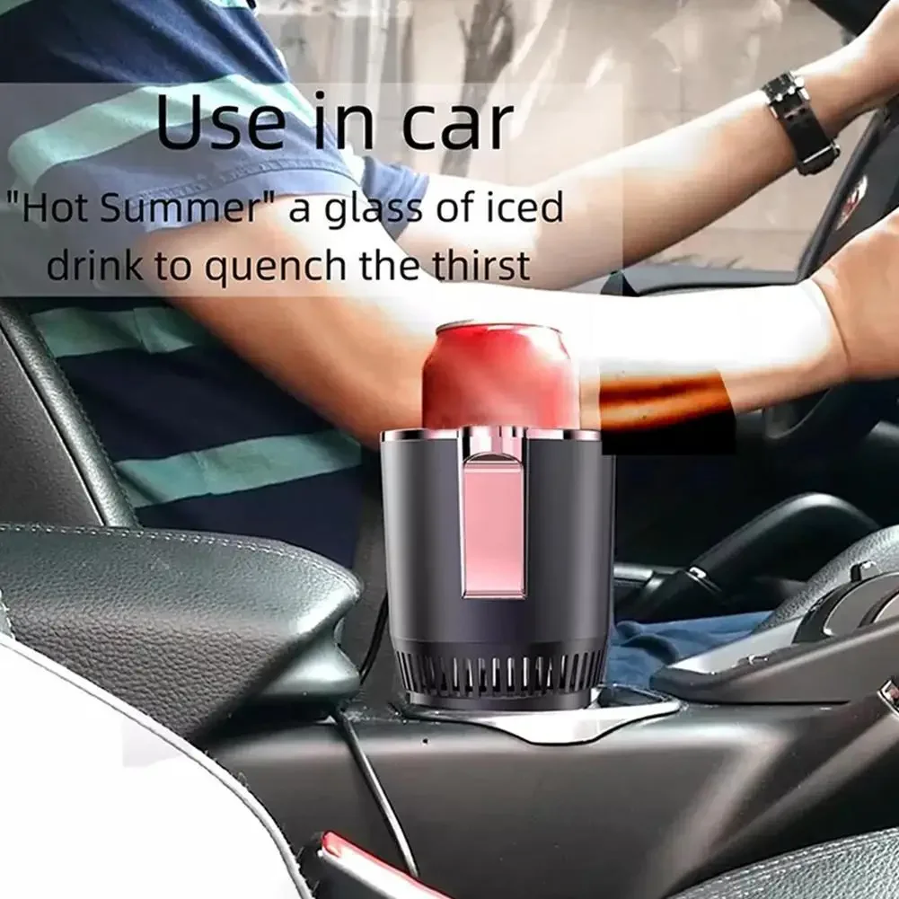 2-in-1 Car Cup Holder, Suitable for Fast Thermal Electric Mini Fridge on Office Desk, 12V Beverage Cup