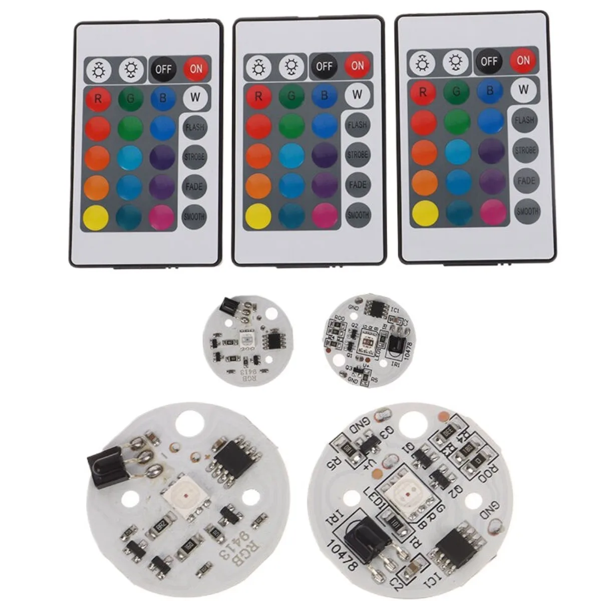 Round LED Light Board com controle remoto infravermelho, baixa tensão, cores, colorido, gradiente, lâmpada, fonte, novo, 5V