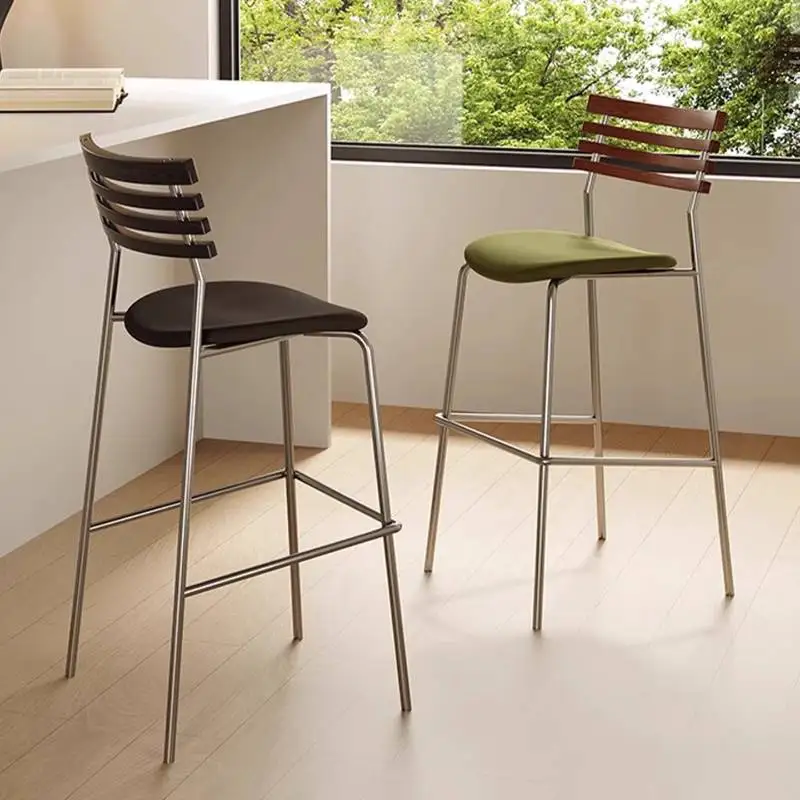 

Металлический промышленный барный стул с поддержкой спинки, кухонный современный роскошный барный стул, высокая кухня, мягкая барная мебель