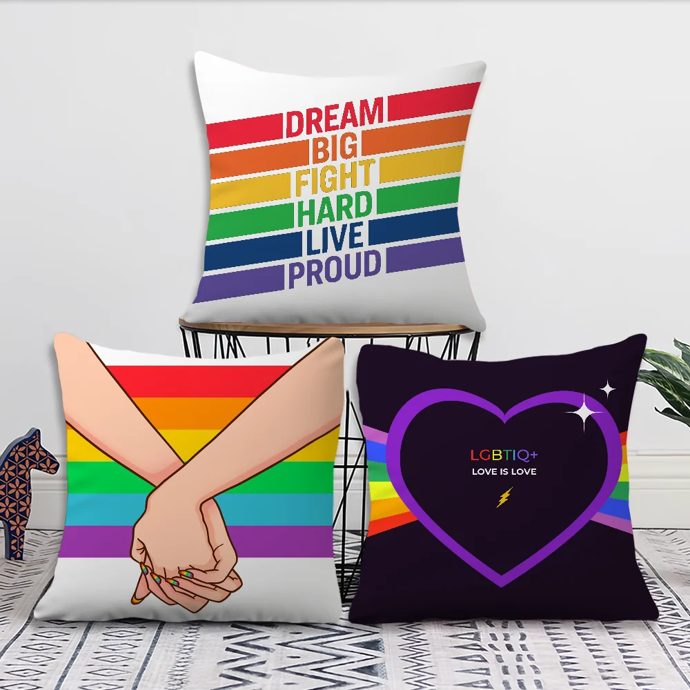 LGBT Pride Month Pillow Case Fan Style Square Home Decor Cushion Cover Design Printed