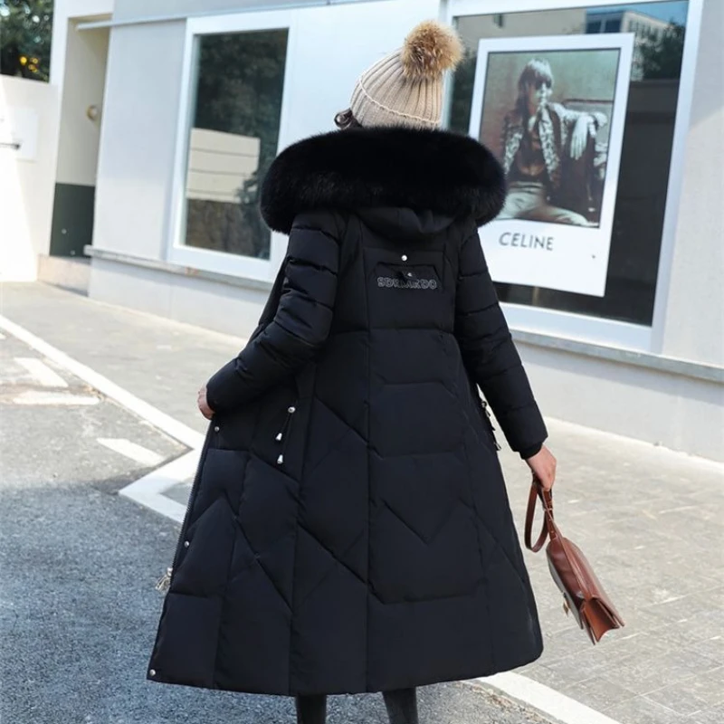 New Cotton-Padded Women Light Down Cotton Coat Long Autumn Winter Jacket Supersize Female Detachable Hooded Parker Overcoat