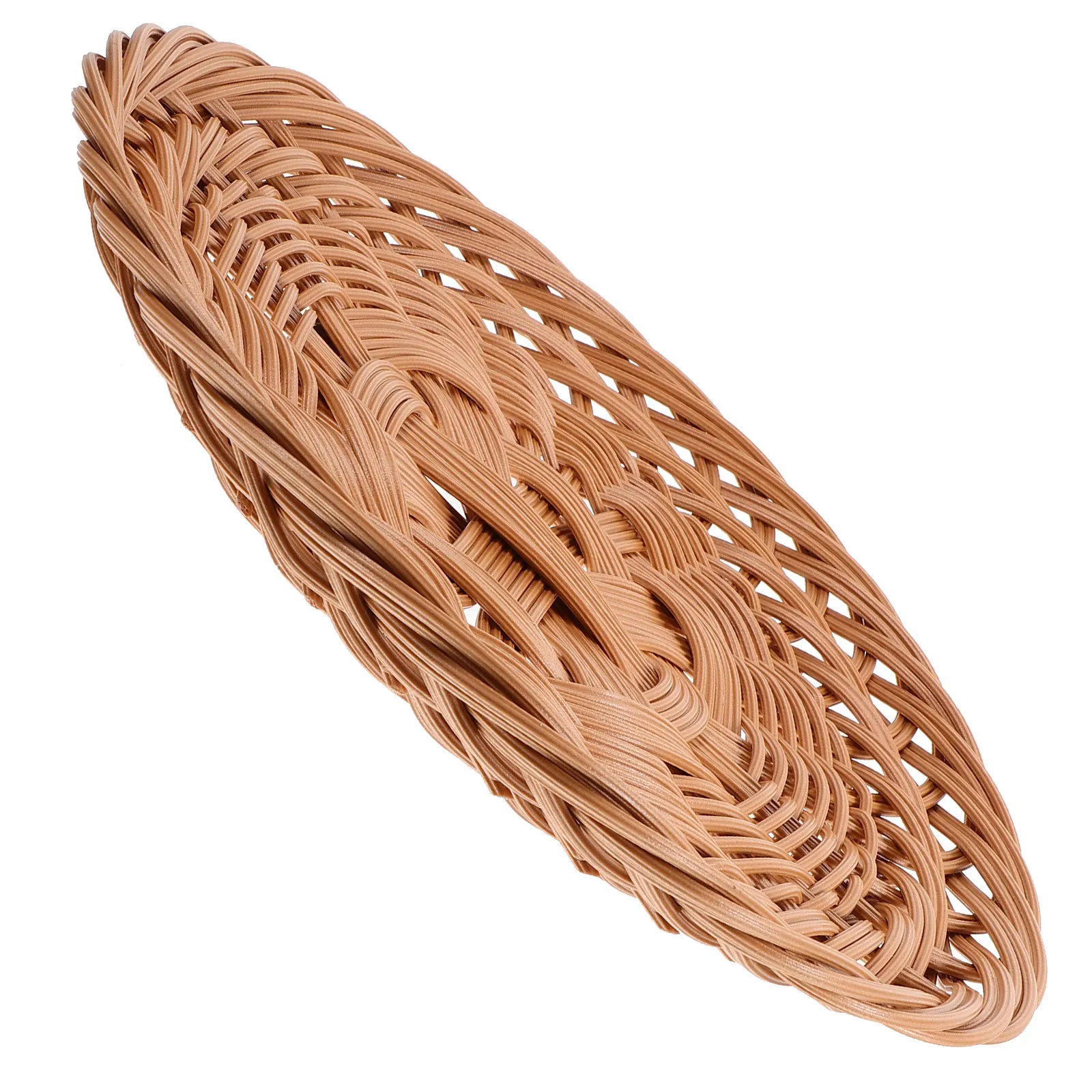 

Imitation Rattan Woven Bread Basket Strong Plastic Storage Organizer Desktop Storage Box Fruit Snack Holder Multipurpose Basket