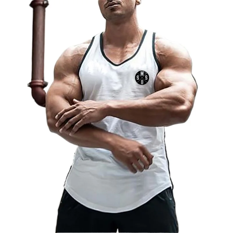 Summer Men Fitness Sleeveless  Bodybuilding  Jogging Sports Vest Training Tank Tops Gym Workout Pumping Clothing cotton T-shirt