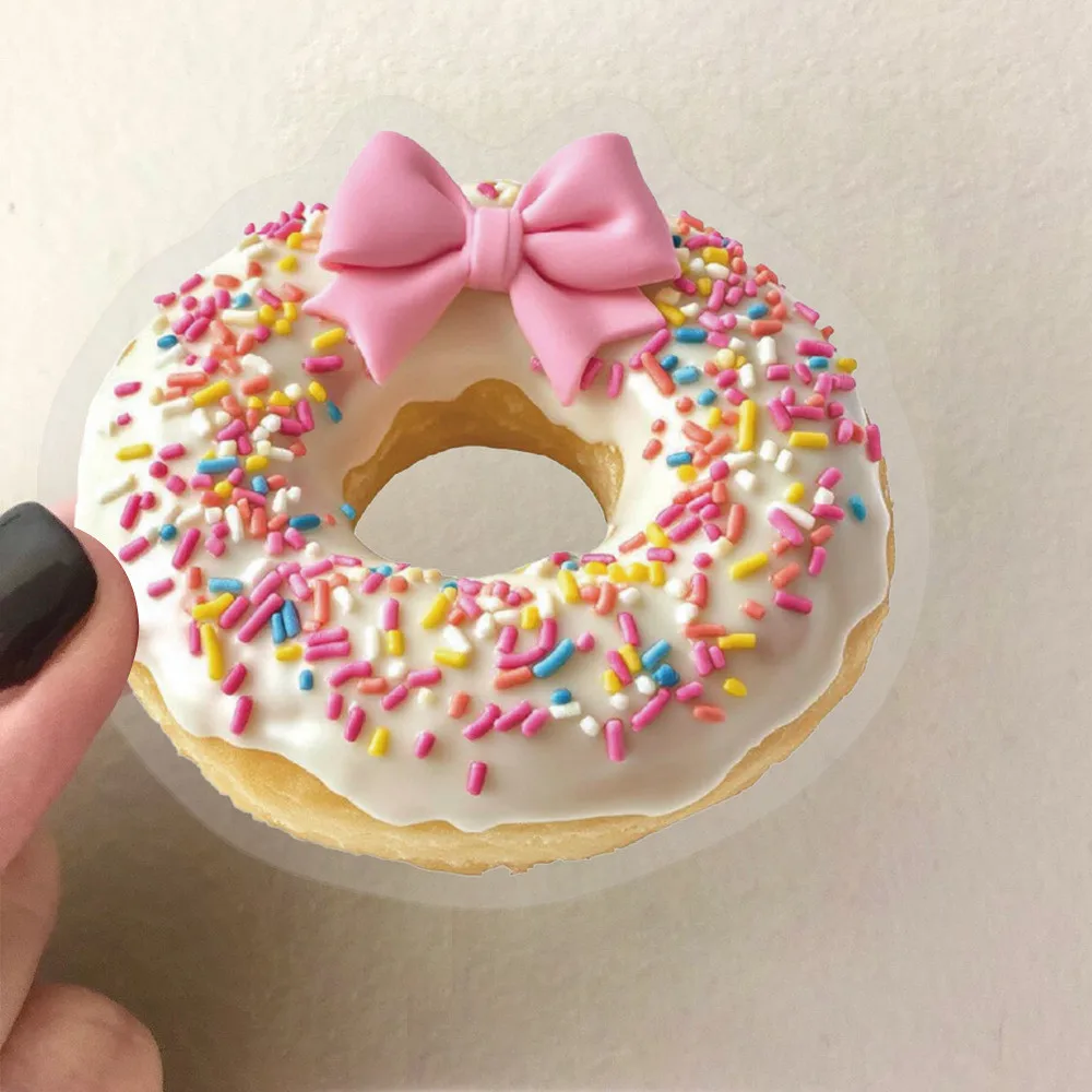 50 Buah Stiker Donat Kartun INS Transparan - Bahan Buku Panduan PET Bening Tahan Air Toko BulingBulingStickers