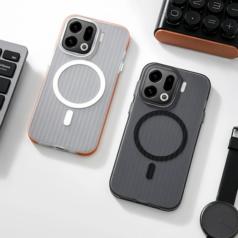 حافظة لهاتف اوبو فايند X9 برو مغناطيسية MagSafe غير لامعة شفافة شريطية للأمتعة غطاء نحيف لهاتف فايند X 9 X9Pro 5G ممتص للصدمات