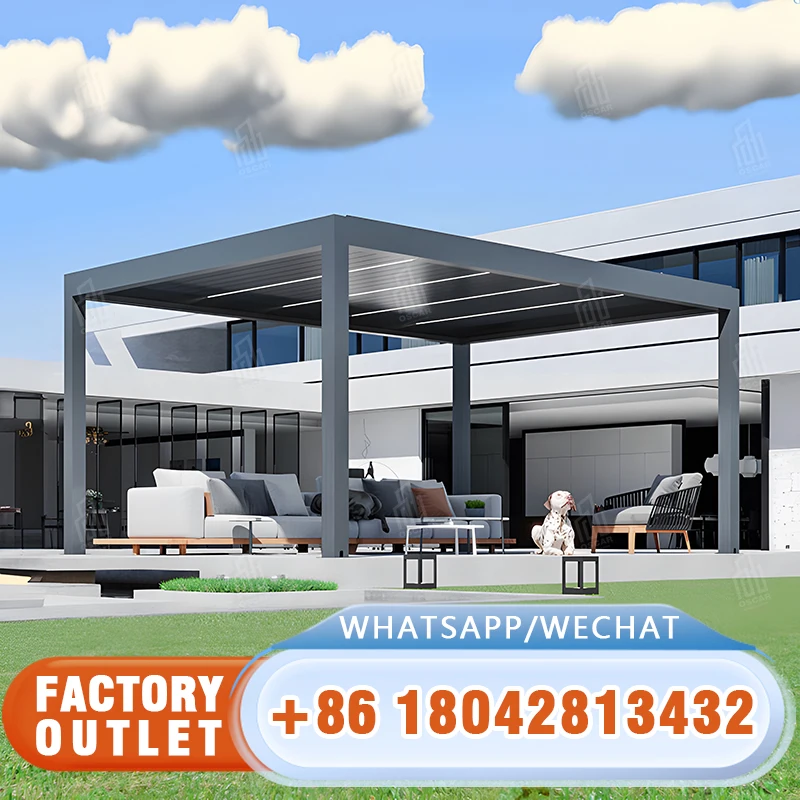 Prefab Houses Electrical Opening Louvre Roof Pavilion Arches Trees Aluminum Pergola For Sale