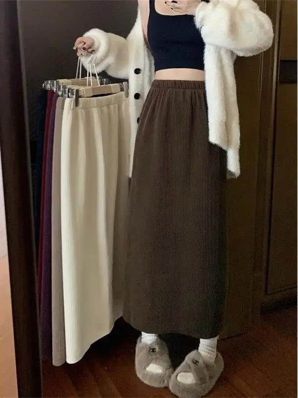 

plus Size 300 Pou Sister Mm Meller Pattern eneil High Waist Autumn Winter Long Skirt Women Casual Sle A-Line Skirt