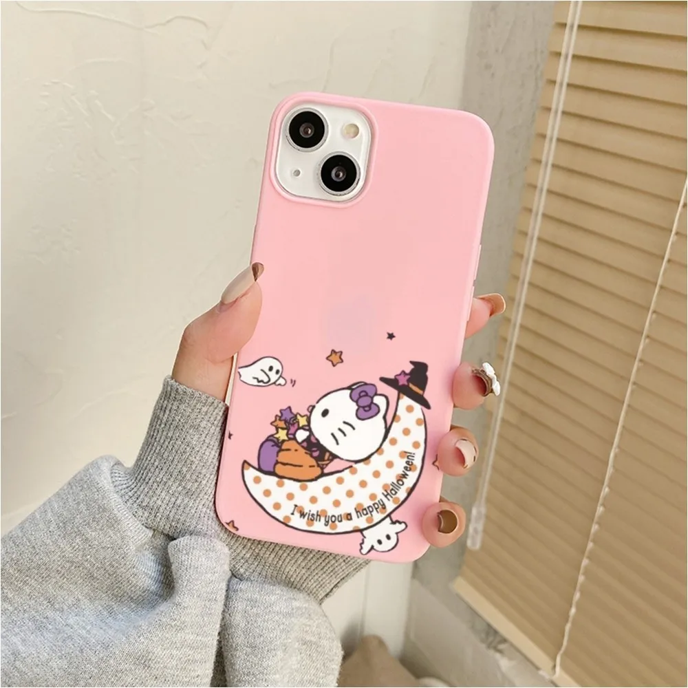 H-Hello K-Kitty Halloween Happy Phone Case For Iphone 11 13 14 Pro Max X Xr Xs Max Se2020 12mini Pink Cover Case image 5
